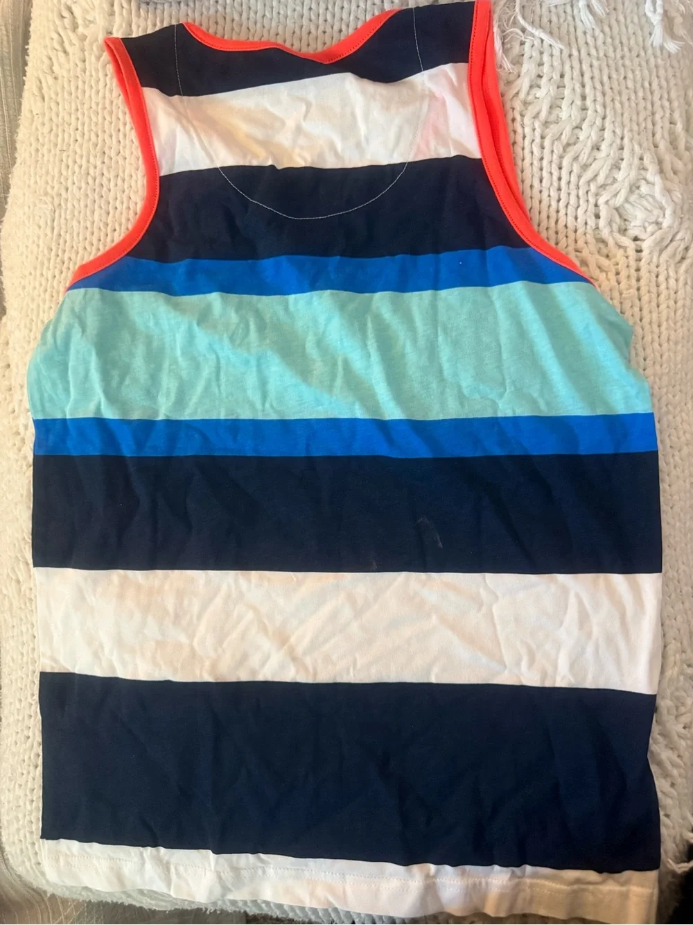 Hurley Navy, White, Aqua and Neon Orange Striped Tank